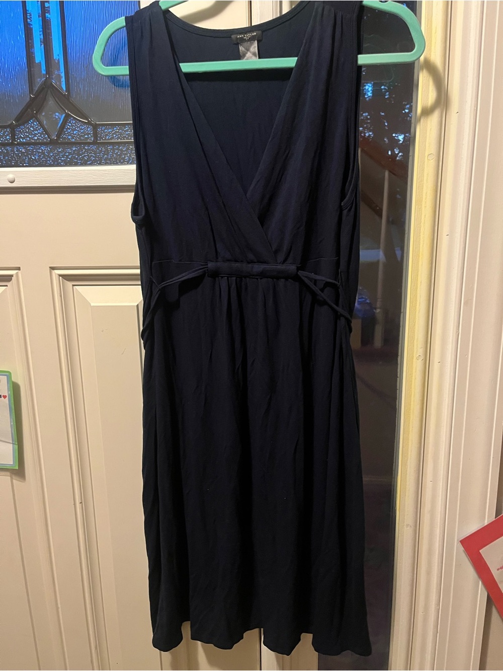 Ann Taylor Navy Sleeveless V-Neck Midi Dress